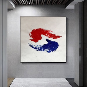 Blue and Red Painting, Yin Yang wall art, Taijitu, Daoism,  abstract painting, Tai chi painting - Tai chi gift - Martial art painting #22