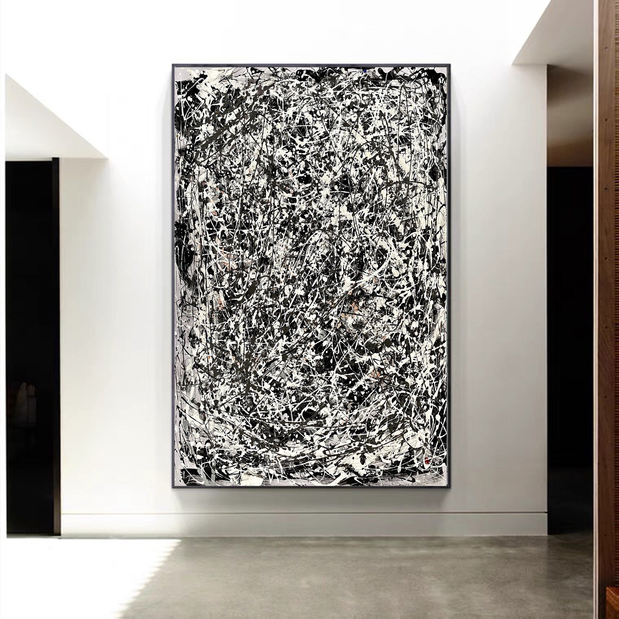 Black and White Abstract Painting Contemporary Wall Art Jackson Pollock ...