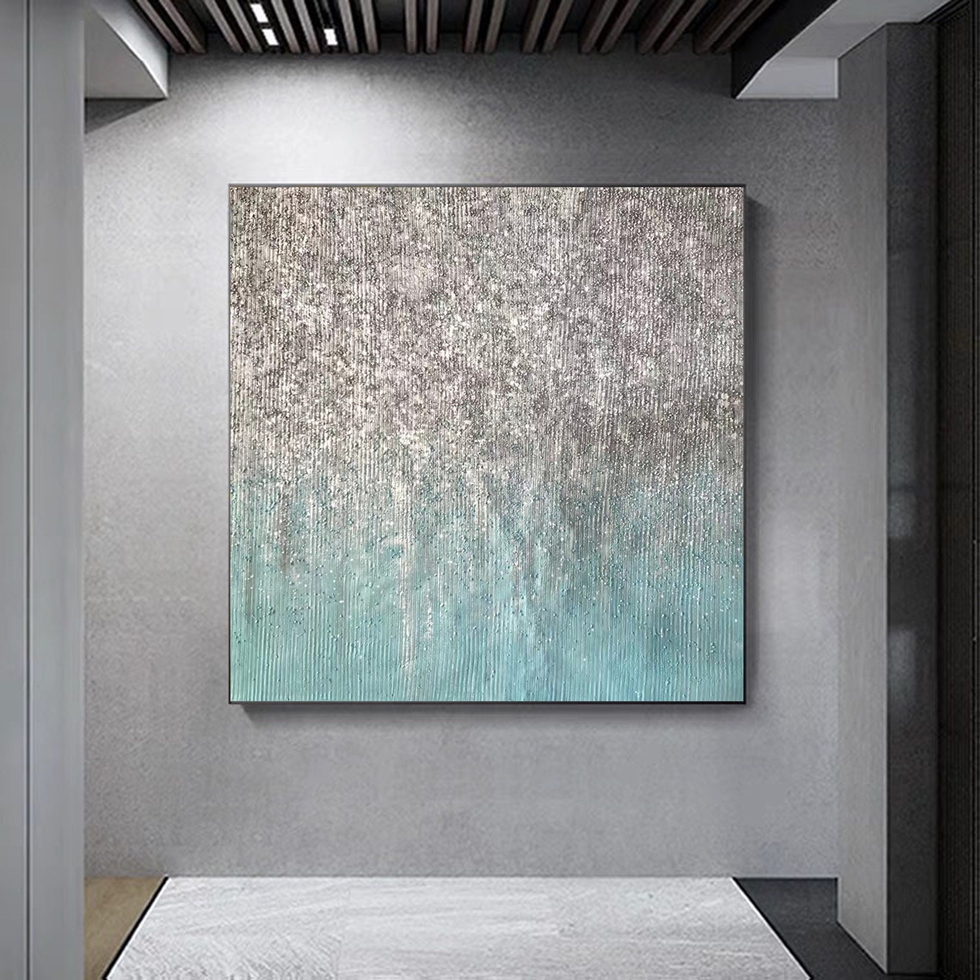 3D Oil Painting on Canvas Original White Blue Flowerlarge Etsy UK