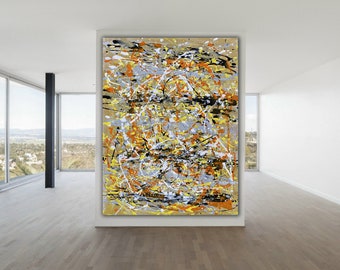 絵画 No.5 Jackson Pollock No 5 Abstract Oil Paint Re Print on Framed