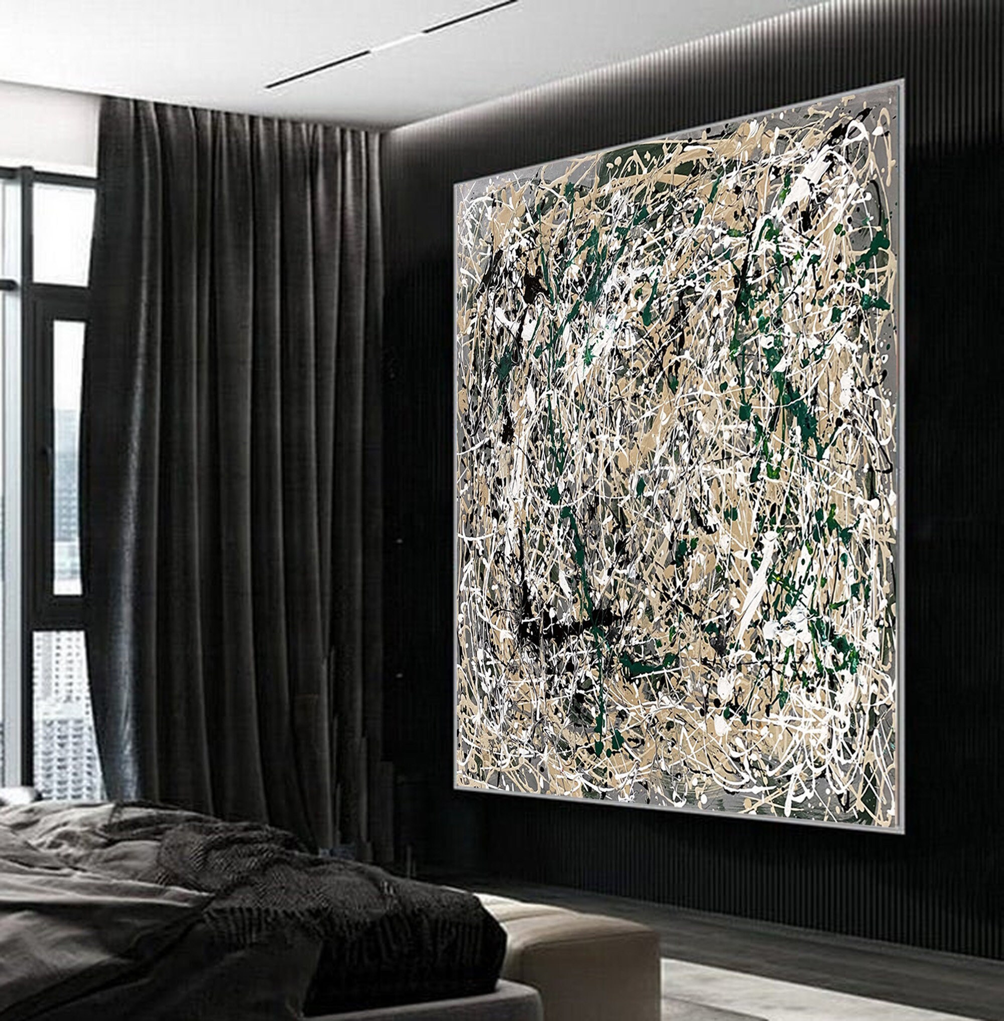 Black and White Abstract Painting Contemporary Wall Art Jackson Pollock ...