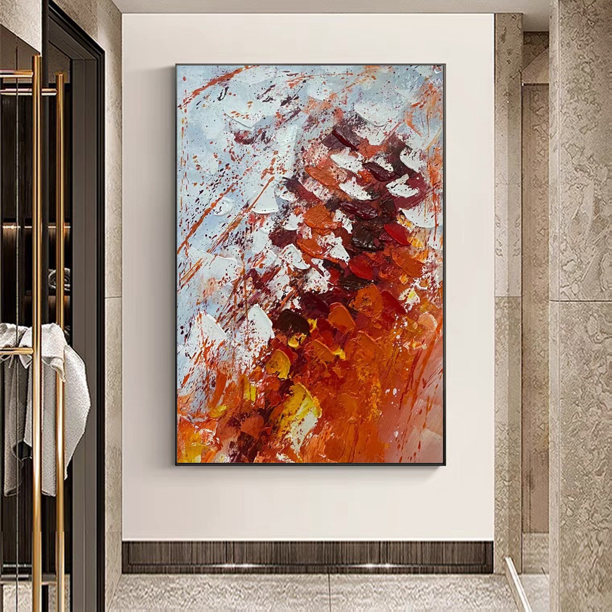 Large Abstract Red Wall Art Red Painting Modern Minimalism | Etsy