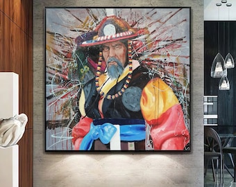 Stor abstrakt målning, asiatisk koreansk konst, abstrakt målning, stor väggkonst, porträttkonst, samtida konst, original modern abstrakt #17