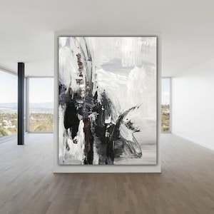 オリジナル抽象画、大きな絵画ミニマリストアート、ミニマリスト抽象油絵、大きな抽象画、壁アート絵画 M90