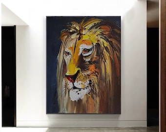 lion wall art lion canvas lion head lion painting lion art lion home decor lion art lion on canvas lion decor Large Oil Painting M39