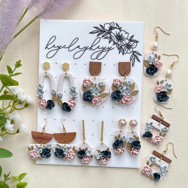 The Royal Florals collection | Lightweight Clay Earrings | Handmade Jewelry | Spring Earrings | Flower Earrings | Bridgerton Inspired