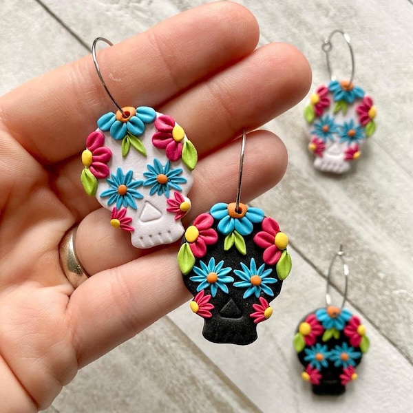 The Sugar Skull collection | Day of the Dead Earrings | Sugar Skull Earrings | Lightweight Clay Earrings