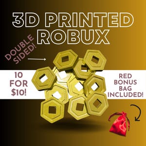 3D DOUBLE-SIDED RESIN Printed Gold Roblox Coins (Robux) – Perfect for Roblox Fans, Parties, and Decorations! 10 for 10!