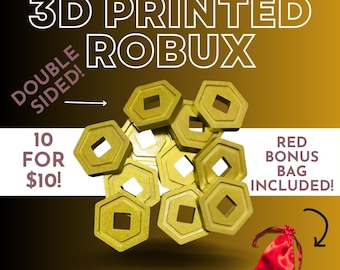 3D Printed Gold Roblox Coins – Party Favors, 10 pc Set