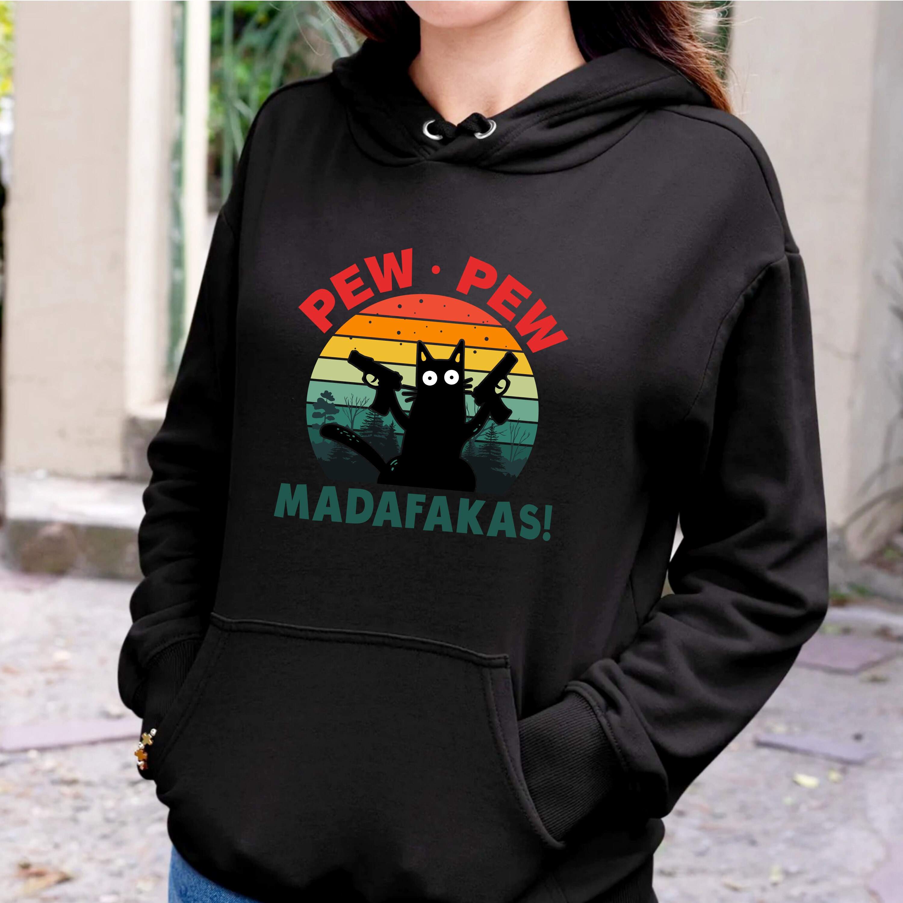 Pew Pew Cat Hoodie Pew Pew Madafakas Hoodie Sunset Shirt Cat