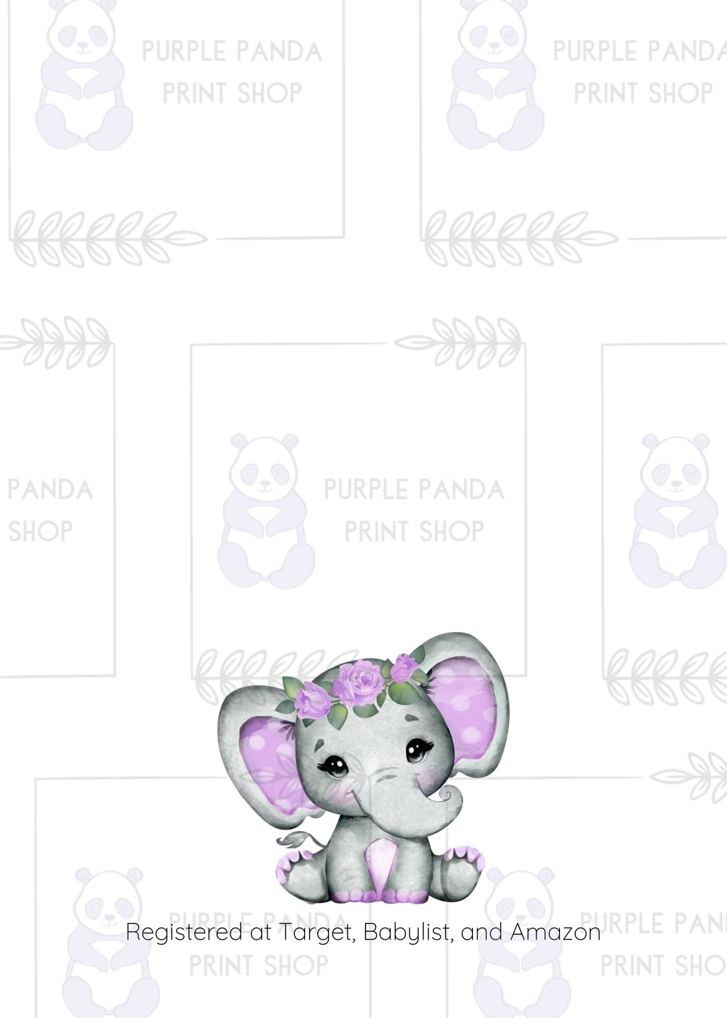 Printable Elephant Baby Shower Invitation Purple Invitation Elephant ...