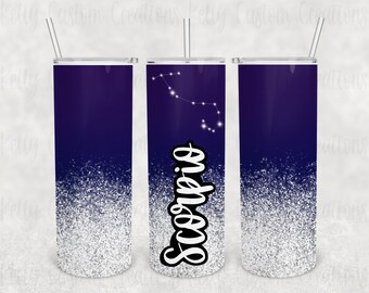 Scorpio Zodiac Sign 20 oz Skinny Tumbler Design / Sublimation Tumbler Wrap / Straight Tumbler Design / Zodiac Sign / Zodiac