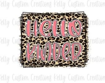 Hej Kinder PNG | Sublimeringsdesign | PNG | Sublimering | Dagis | Leopard | Rosa | Tillbaka till skolan