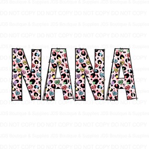 Nana Leopard and Hearts Valentines Day Design PNG | Sublimation Design | PNG | Sublimation | Valentines Day | Nana