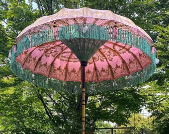 Balinese Parasol - A Touch of Spring Elegance with Heart-Seashell Tassels