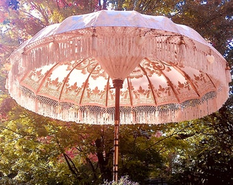 Sun Bali*立体フラワー＆フリル*トライアングル*BELLA SOLEIL Turquoise Traditional Indonesian Parasol | Boho Style | Bali