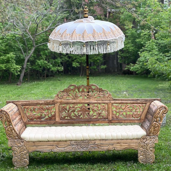 bohemian patio umbrella Handmade Pearl Balinese Parasol: Bohemian Wedding Garden Patio Umbrella