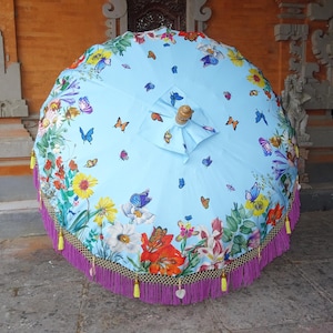 Butterfly Balinese Parasol: Boho Garden Wedding Umbrella