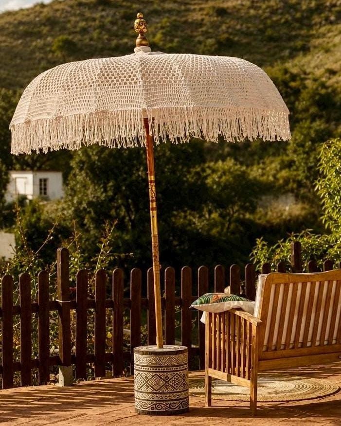 english gardens patio umbrellas Backyard Before and After with Ballard Designs
