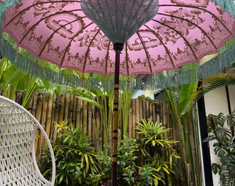 AEAOA Sonnenschirm Aus Bambusstoff, Fuchsia – Ø 84 Cm, Für Hochzeiten & Partys, Inkl. Holzgriff