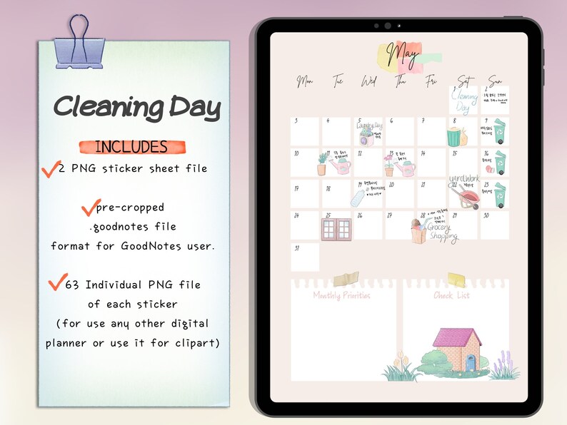 Chores and Cleaning Digital Planner Stickers Household Chores Digital
