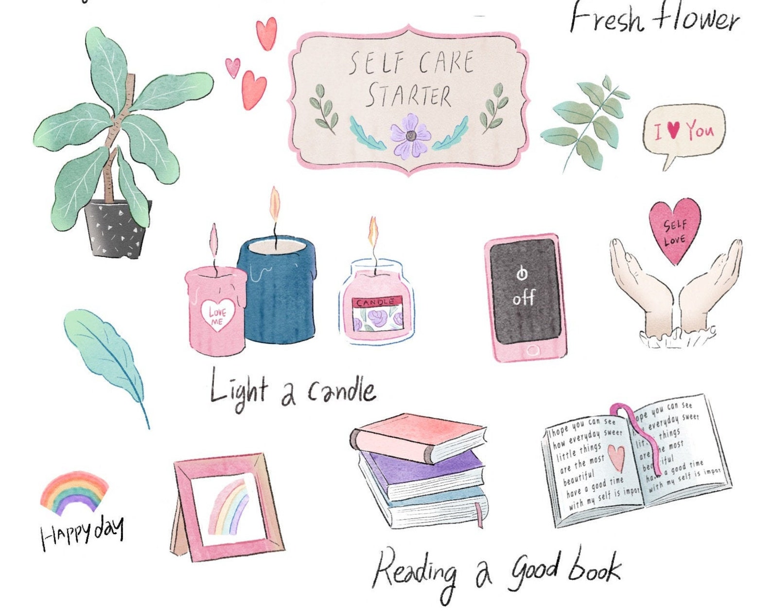 Selfcare Planner Icon Stickers Daily Routine Sticker Etsy