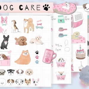 dog care planner stickers | Pet Care sticker | Dog stickers |Decorative Digital stickers | Goodnote stickers