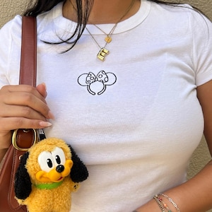 Embroidered &quot;Minnie Ears&quot; Baby Tee, Crop Fit