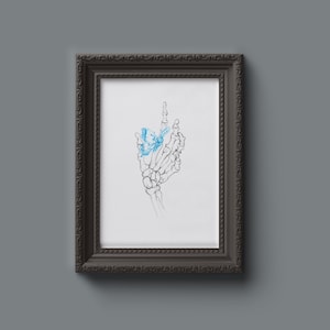 Butterfly & Skeleton Hand Art Print, Corpse Bride Inspired, 5x7 and 8x10 Art Print