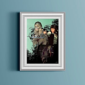 SW Inspired Han & Chewy Painted Print | 5x7, 8x10 Art Print | Millennium Falcon | Gallery Print, Wall Art, Graphic Design, Gift Ideas