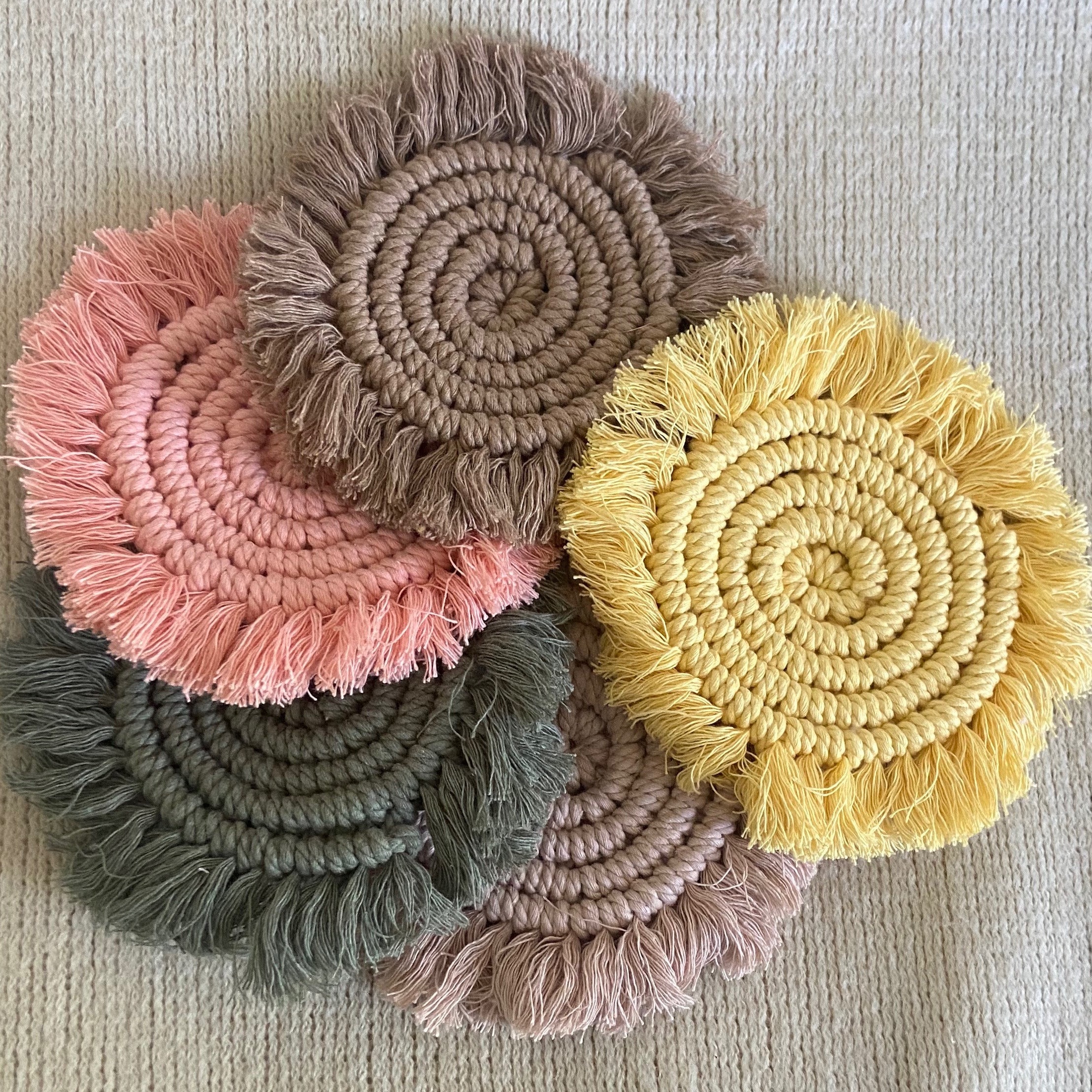 Round Macrame Coaster Patterns Spiral Macrame Coasters, 4