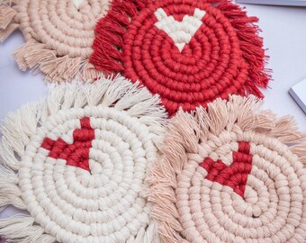 Heart Coaster, Spiral Macrame Coaster