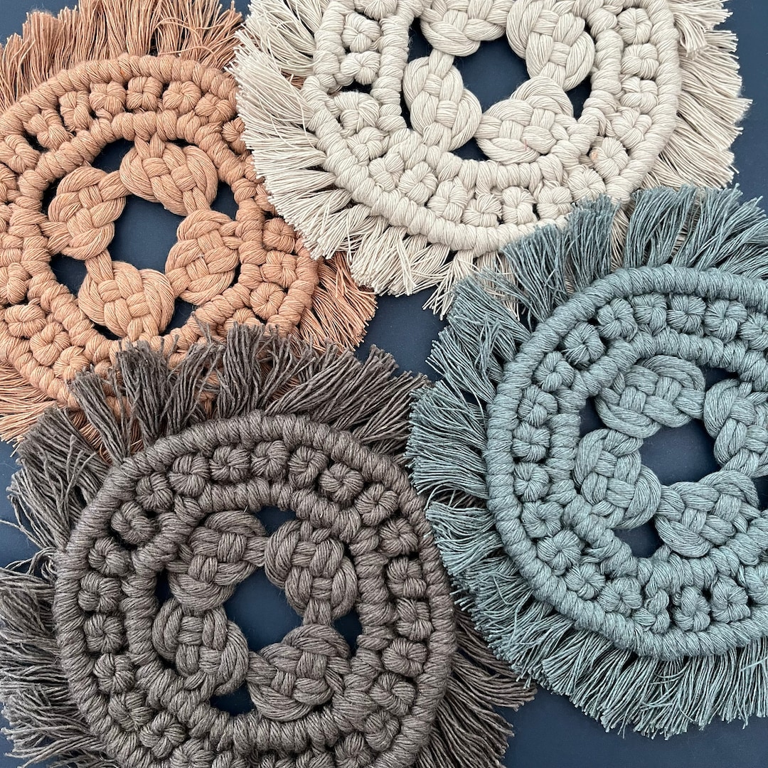 Josephine Trivet Small Macrame Plant Mat, Macrame Trivet, 8 Macrame