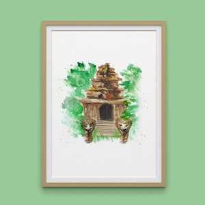 Impresión artística de acuarela independiente / Impresión artística de 5 x 7, 8 x 10 / Inspirada en el viaje en DLR, inspirada en Indiana Jones / Arte de pared, decoración del hogar, impresión artística sin marco