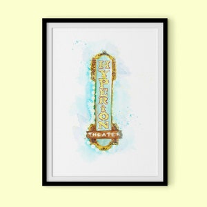 Hyperion teken aquarel kunstafdruk | 5 x 7, 8 x 10 kunstafdruk | DCA-geïnspireerd, theatertent-geïnspireerd | Kunst aan de muur, ingelijste kunstafdruk, galerij