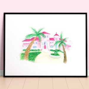 Malibu Dream House Watercolor Art Print | 5x7, 8x10 Art Print | Childhood Movie Inspired | Wall Art, Home Decor, Unframed Art Print