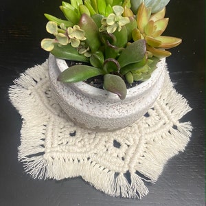 Mandala Macrame Table Centerpiece, Handmade Macrame Trivet, Measures 10-22 Inches