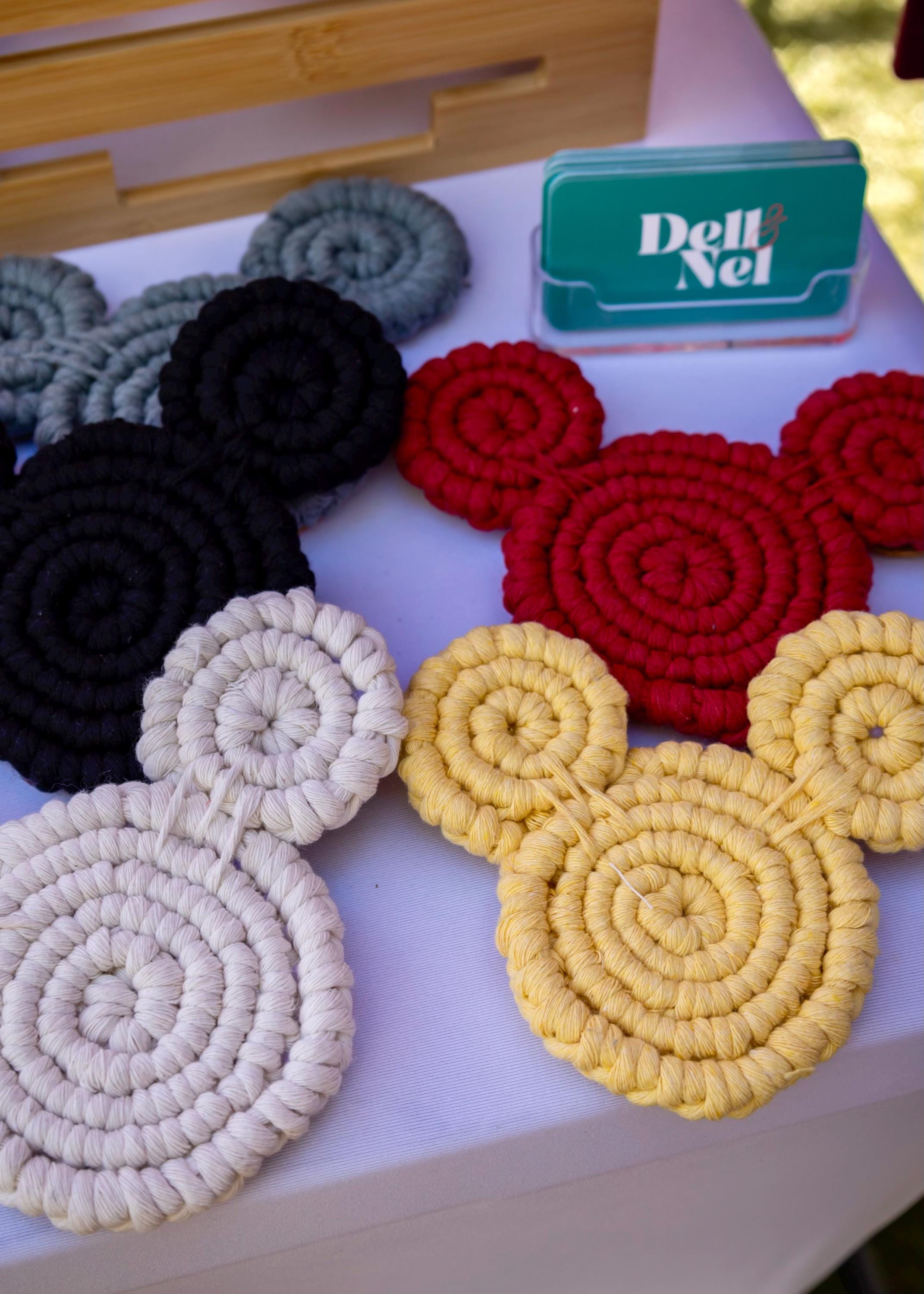Mickey Shaped Coaster, Macrame Coasters (Center Spiral 4-4.5 Inches) or Trivets (Center Spiral 6-8 Inches)