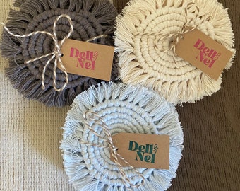 Spiral Macrame Coasters, 4&quot; Round Coaster