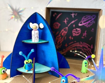 Kit de manualidades de cohete: Aventura espacial con astronauta y extraterrestres de arcilla