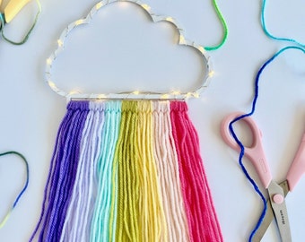 Kit de manualidades de nubes de arcoíris iluminadas: decoración de pared DIY