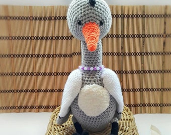 Stuffed heron bird bird crochet big bird play toy hero n knitted stuffed toy bird soft big toy wild bird bird amigurumi bird knitted heron