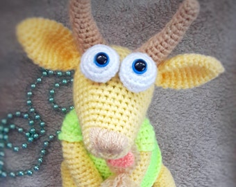 Goat knitted toy toy for children knitted goat goat amigurumi Stuffed goat toy plush goat toy a gift for a child  exclusive toy amigurumi