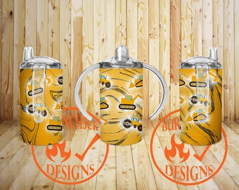 Heavy Equipment Excavator Bull Dozer 12oz Straight Sippy Cup PNG JPG Graphic Download