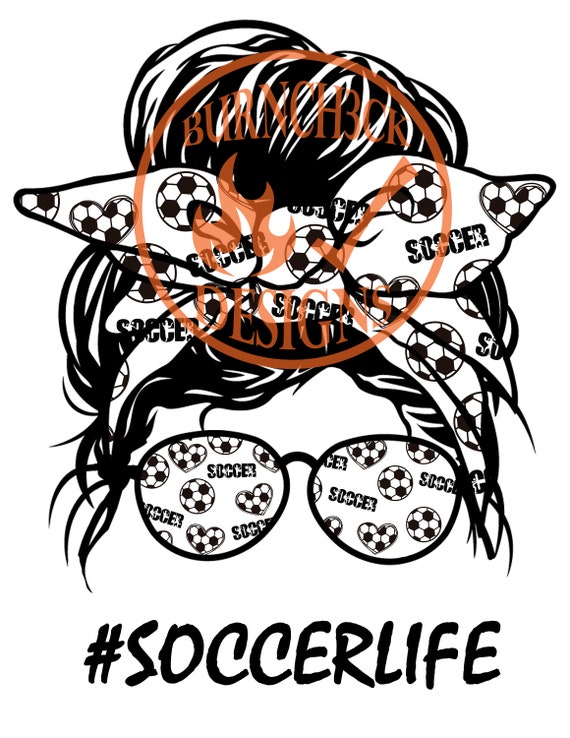 Messy bun soccer jpg png graphic download  etsy
