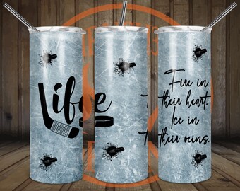 Hockey 20oz Skinny Tumbler STRAIGHT Graphic PNG JPG Sublimation Download