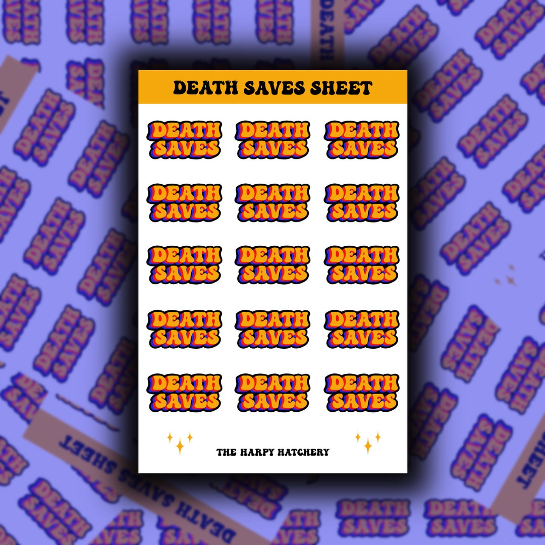 Death Saves Sticker Sheet Dnd Sticker Sheet Dnd Journal Etsy