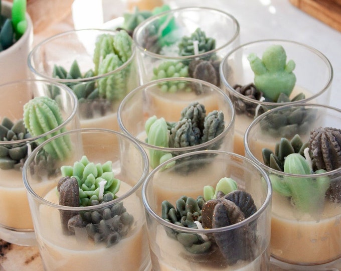 Featured listing image: Mini Succulent Garden Hand Poured Candle. Made of 100% Organic Ultrafiltered Beeswax.