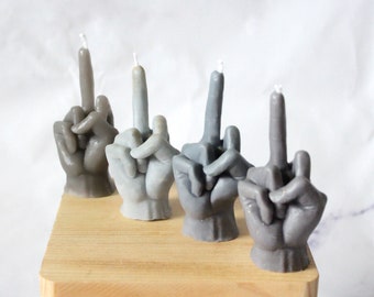 Middle Finger Hand Poured Candle. Made of 100% Organic Ultrafiltered Beeswax.