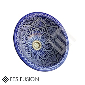 Zri9a - Hand-Painted Ceramic Vessel Sink - Elevate Your Bathroom Vanity with Mid-Century Modern Flair in a Countertop or Undermount Style